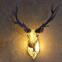 Lámpara de pared de astas nórdicas, luz Led, decoración de resina de ciervo, decoración creativa Industrial de Loft aplicable a sala de estar, dormitorio, pasillo y Bar 2024 - compra barato
