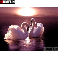 HOMFUN-pintura de diamante 5D DIY "Cisne", cuadrados o redondos de imitación bordado de diamantes, estilo punto de cruz 5D, decoración del hogar, A01731 2024 - compra barato