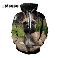 LIASOSO 2018 Cute lovely Franch bulldog dogs Animal Casual 3D Print Women Men Hooded Hoodies Sweatshirts Hip Hop Harajuku X0069 2024 - buy cheap