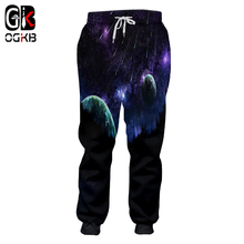 Ogko calças masculinas/femininas casuais comprimento total, outono 2018, calças de moletom hip hop com estampa 3d da galáxia 2024 - compre barato