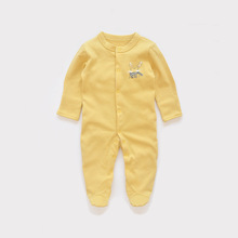 Детские пижамы с желтыми пуговицами спереди для маленьких девочек и мальчиков, хлопковая одежда для сна, одежда для детей от 0 до 12 месяцев 2024 - купить недорого