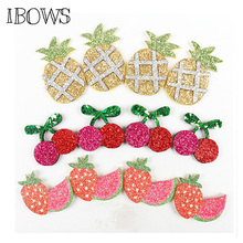 IBOWS 10pcs Glitter Appliques Shiny Sequin Pineapple Cherry Fruits Hair Clips Accessories Wall Decoration Nonwovens Applique 2024 - buy cheap