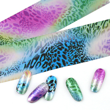 Folhas de unha holográficas para arte com leopardo, 4x20cm, adesivos de transferência para unha, pontas diy, decoração para manicure, 16 peças/conjunto 2024 - compre barato