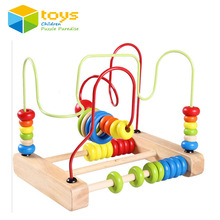 2-wire Multi-color Wooden Abacus Around Bead Wood Model Building Blocks Early Learning Educational Toys for Children Kids Gifts 2024 - buy cheap