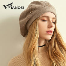 VIANOSI Wool Beret Female Winter Hats For Women Flat Cap Knit Cashmere Hats Lady Girl Berets Hat Female 2024 - buy cheap