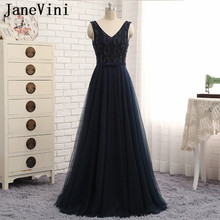 Janevini vestido de noiva, pérola azul marinho com pérolas tamanho grande, vestido de mãe da noiva, vestido de tule elegante, vestido de noite 2024 - compre barato