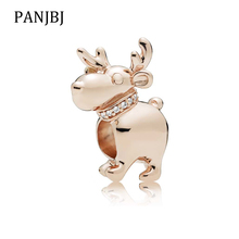 New Original Alloy Bead Rose Happy Reindeer Charm Fit  Bracelet Bangle Necklace DIY Women Jewelry 2024 - buy cheap