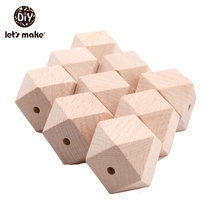 Let's Make-Cuentas de madera de haya hexagonales para bebé, juguetes de dentición para bebé, sonajero, mordedor, juguete de madera personalizado, 16Mm y 20Mm, 100 Uds. 2024 - compra barato