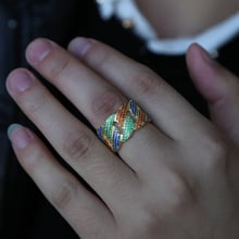 Gold Filled hip hop iced out rainbow stone cz ring european women man simple trendy engagement rock bling bling finger jewelry 2024 - buy cheap