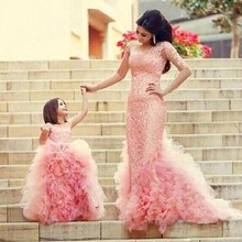 Pink Flower Girl Dresses For Weddings Ball Gown Tulle Lace Ruffles Baby Long First Communion Dresses For Little Girls 2024 - buy cheap