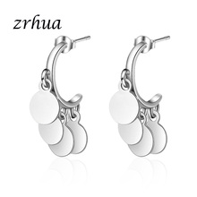 ZRHUA Wholesale Silver Color Unique Dangle Sparkling Earrings for Women Female Stylish Bijoux Girls Hot Brincos 2024 - buy cheap