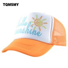 Chapéu de sol infantis da tqmsmy olá radiante, boné legal de beisebol para meninos e meninas, chapéu estilo caminhoneiro para crianças tma40 2024 - compre barato