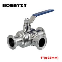 1" 25mm 304 Stainless Steel Sanitary Ball Valve 3 Three Way 1.5" 50.5mm Tri Clamp Ferrule Type For Food Homebrew Diary 2024 - buy cheap