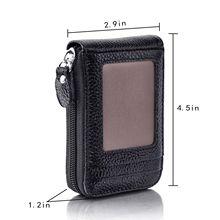 2018 Novo Estilo Sólidos dos homens de Couro Genuíno Titular do Cartão de Crédito RFID Bloqueio Zipper Fino Curto Mini Purse 2024 - compre barato