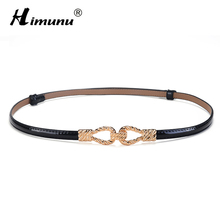 [HIMUNU] Newest Fashion Thin Belts For Women Fashion Hasp Genuine Leather Belt luxury Designer Brand Cowskin Belt Women 2024 - buy cheap