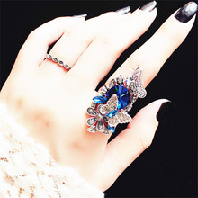 2 PCS/Lot Vintage Big Statement Butterfly Ring Set Women Bijoux New Fashion Jewelry Wholesale Cute Gift Blue Purple Colors 2024 - buy cheap