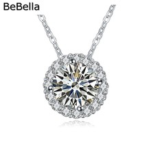 BeBella Classic Round Stone Pendant Necklace With High Quality Cubic Zirconia Stone Micro Pave Setting For Wedding 2024 - buy cheap