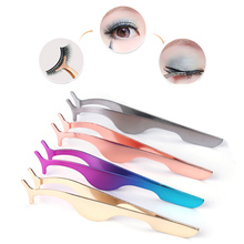 Stainless Slivery Eyelash Tweezers False Eyelashes Magnetic Tweezer 3D Handmade Strip False Eyelash Remove Clip Clamp 2024 - buy cheap