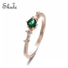 Женское Обручальное Кольцо Skute Delicate Tiny Green CZ Zircon, обручальные кольца из розового золота с микро инкрустацией и кристаллами, ювелирные изделия для свадьбы 2024 - купить недорого