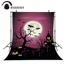 Allenjoy Photographic backdrop Church Crosses Bats Cemetery Halloween Pumpkin expression Photocall backgrounds for photo studio 2024 - buy cheap