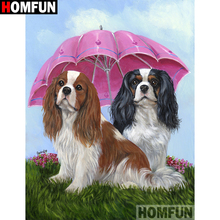 HOMFUN-pintura de diamante 5D DIY "pareja de perros y animales", cuadrados o redondos de imitación bordado de diamantes, estilo punto de cruz, A25922 2024 - compra barato