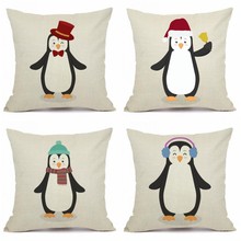 XUNYU-funda de almohada de pingüino de dibujos animados, funda de almohada decorativa cuadrada para sofá, funda de cojín de Animal, 45x45cm, AC150 2024 - compra barato