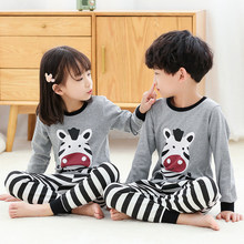 Pijama infantil de manga longa, roupa de dormir de algodão com desenho para meninos e meninas, para outono e inverno 2024 - compre barato