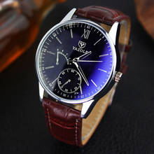 Yazole relógios masculinos luxuosos de vidro azul, novo relógio de pulso, casual, à prova d'água, esportivo, relógio masculino 2024 - compre barato