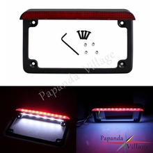 Black Motorcycle 4"x7" 12V LED Tail Stop Light License Number Plate Frame Bracket Universal for Harley Chopper Cafe Racer 2024 - buy cheap