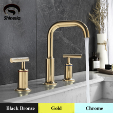 Shinesia Brass Bathtub Faucet Basin sink tap 3pcs Shower Bathroom Faucet Basin Faucet Hot&Cold Water Mixer Dual Handle Switch 2024 - buy cheap