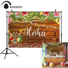 Allenjoy photography background Aloha tiki luau party birthday child wood tropical flower backdrop photo studio photobooth 2024 - buy cheap