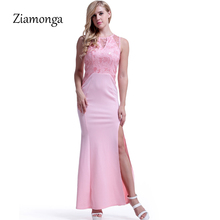 Zimulti-a comprimento do tornozelo maxi vestido, decote redondo, sexy, renda, vestidos longos femininos, verão, fenda alta, festa noturna, vestidos longos 2024 - compre barato