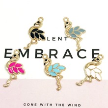 New 10pcs/Lot Fashion Charms Enamels Flamingo Pendant Making Gift Hair Bracelet Necklace Jewelry Accessories DIY Crafts 2018 Hot 2024 - buy cheap