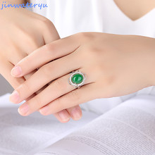 HOT ring green Natural chalcedony fashion Jewelry 925 silver  rings  resizable size rings weddings rings cubic zircon 2024 - buy cheap