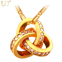 U7 joia estilosa celática zircônia triquetra dourada na moda colar com pingente triangular de cristal para mulheres p666 2024 - compre barato