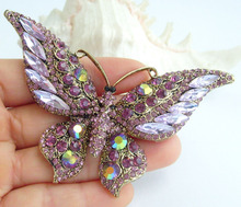 Art Style 3.74" Butterfly Brooch Pin Purple Rhinestone Crystal Pendant EE04538C9 2024 - buy cheap