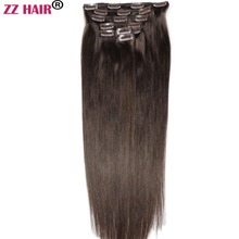 ZZHAIR 100 г-140 г 16 "-26" машинно сделанные волосы Remy 7 шт. в наборе, 100% человеческие волосы для наращивания на всю голову, прямые натуральные 2024 - купить недорого