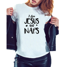 I Love Jesus Funny T Shirt Women Short Sleeve Cotton T-shirt Women Black White Loose Tee Shirt Femme Top Dropshipping 2024 - buy cheap