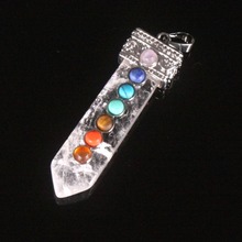 6pcs Natural 7 Colorful Stone Beads Reiki Chakra Healing Pendulum Pendant Charms Flat Point Opal Amatista Amulet Pendant Free 2024 - buy cheap