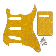 Nova pérola amarela sss 11 buraco st guitarra pickguard placa traseira tremolo capa & parafusos para guitarra elétrica 2024 - compre barato