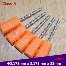 3.175mm*32mm,10pcs,CNC machine solid carbide insert router bit,Class-A 2 Flute end Milling cutter,PVC,MDF,Acrylic,engraving Bit 2024 - buy cheap