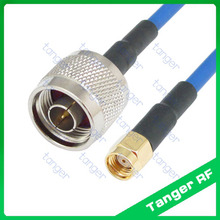 Conector masculino arn402 rg141 com cabo de jumper azul rf coaxial, conector semiflexível de 20 polegadas 50cm, baixa perda 2024 - compre barato