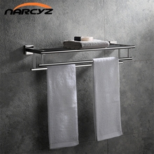 New Style Square Chrome color Towel rack Towel rack 304 stainless steel double towel rack  Wall mount Bathroom accessories 9170K 2024 - buy cheap