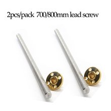 Anet 2pcs/set T8 lead 8mm 700/800/900/1000/1100mm trapezoidal Lead Screw rods + brass Copper Nuts for DIY 3d printer parts CNC 2024 - buy cheap