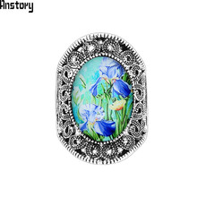 Oval Daffodil Rings For Women Antique Silver Plated Resin Bead Flower Plant Fashion Jewelry TR685 2024 - купить недорого