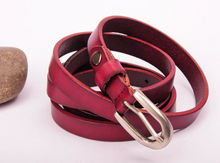 BE14 Red New Women's Genuine Leather Thin Cowhide Belt Waistband Pin Buckle 2024 - buy cheap