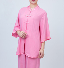Summer 4color linen&cotton women taijiquan suit tai chi clothing martial arts wushu uniforms kung fu suits pnk/blue/purple 2024 - buy cheap