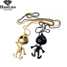 Wholesale Necklace Fashion Generous Big Eye Robot Skull Skeleton Smiling ET UFO Alien Skull Long Chain Necklace for Women N11 2024 - buy cheap
