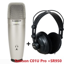 Microfone samson c01u pro usb, com fone de ouvido sr950, estúdio, condensador, para gravação de música, áudio foley para youtube 2024 - compre barato