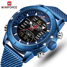 Мужские часы Топ люксовый бренд NAVIFORCE мужские спортивные часы мужские кварцевые светодиодные цифровые часы мужские полностью стальные военные наручные часы 2024 - купить недорого